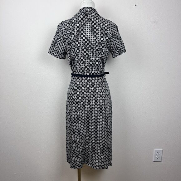 Louie Lucie Dress Womens Small Midi Fit and Flare Geometric Office Retro Belted - Picture 15 of 15